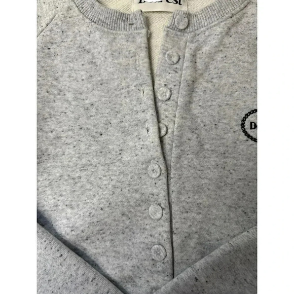 Korean Dearest Cropped Sweatshirt  Size Medium‎ | Heather Gray Black Stitching - Picture 6 of 8